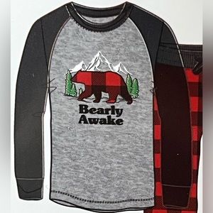 Women’s medium plaid pajama set pants and shirt sleep set Bearly Awake famjams